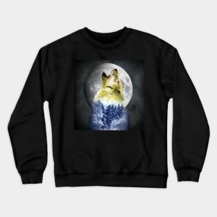 Wolf Night Winter Moon Crewneck Sweatshirt